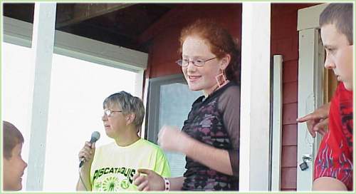 Waiting for Deanna to announce the winners of the nightly bike drawing